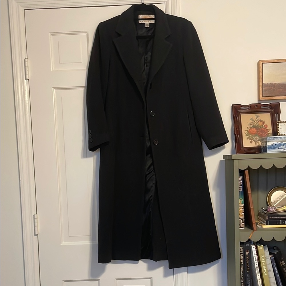 Classic Talbots 100% wool/cashmere blend Black Overcoat 2 petite